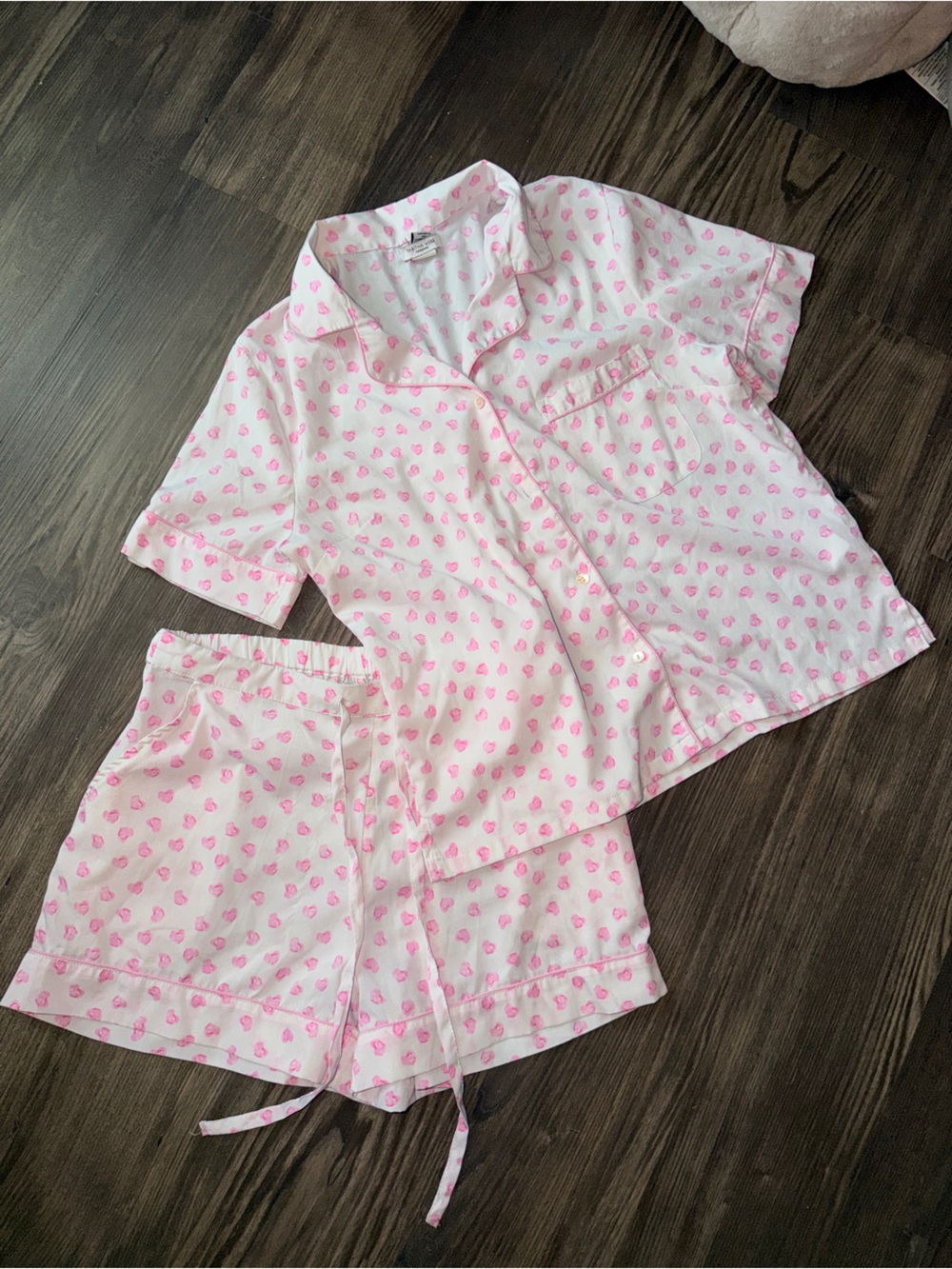 Tabitha Pink Heart Print Short Pajama Set